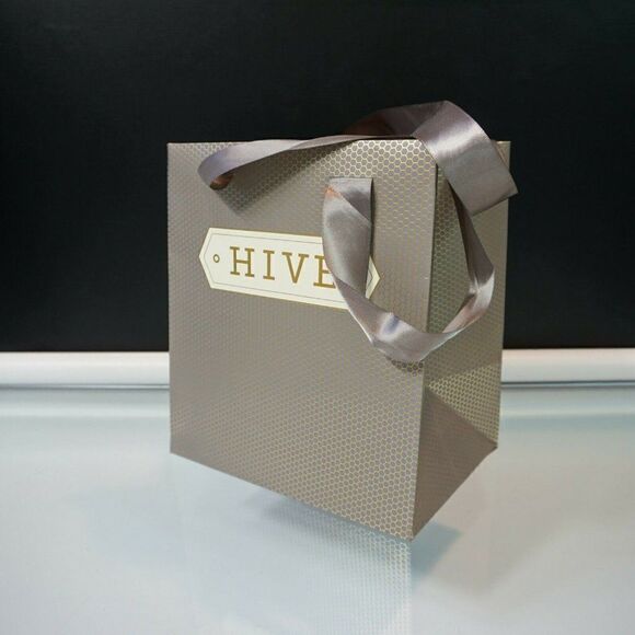 Hive Boutique Store Totes 5 Paper Gift Bags Rope Handles Gray Gold - Picture 3 of 8